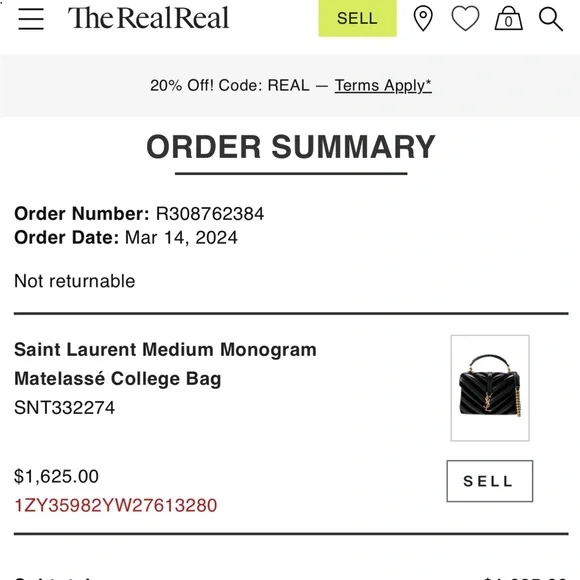 Authentic Yves Saint Laurent Medium College Bag with Gold Chain - Picture 8 of 8